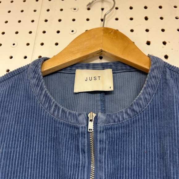 Just Female Harlow Courduroy Blue Jumpsuit with Waist Tie - Picture 4 of 7